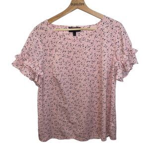 LANE BRYANT Women’s Ruffle Sleeve Mini Floral Print Top